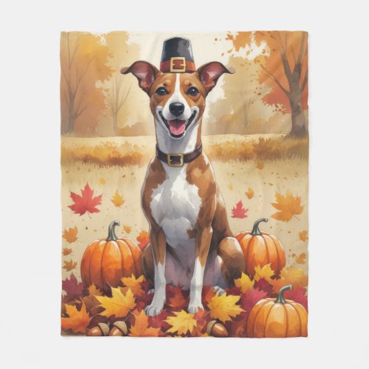 Basenji in de herfst verlaat de Thanksgiving kunst Fleece Deken (Voorkant)