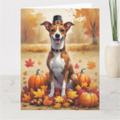 Basenji in de herfst verlaat de Thanksgiving kunst Kaart (Voorkant)