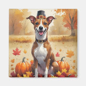 Basenji in de herfst verlaat de Thanksgiving kunst Magneet (Voorkant)