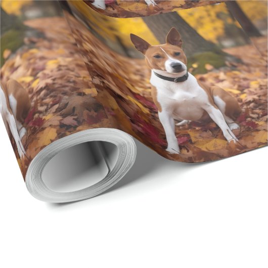 Basenji in Herfst laat Herfst inspireren Cadeaupapier (Rol Hoek)