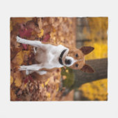 Basenji in Herfst laat Herfst inspireren Fleece Deken (Voorkant (Horizontaal))