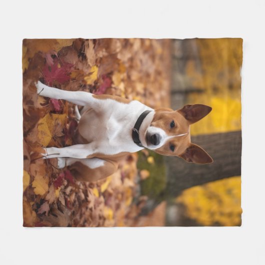 Basenji in Herfst laat Herfst inspireren Fleece Deken (Voorkant (Horizontaal))