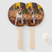 Basenji in Herfst laat Herfst inspireren Handwaaier (Voorkant en achterkant)