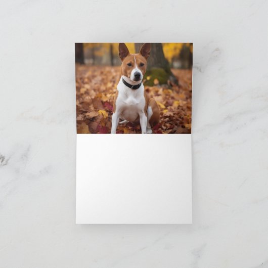 Basenji in Herfst laat Herfst inspireren Kaart (Binnen)