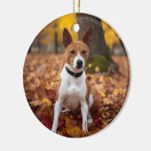 Basenji in Herfst laat Herfst inspireren Keramisch Ornament (Links)