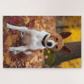 Basenji in Herfst laat Herfst inspireren Legpuzzel (Horizontaal)