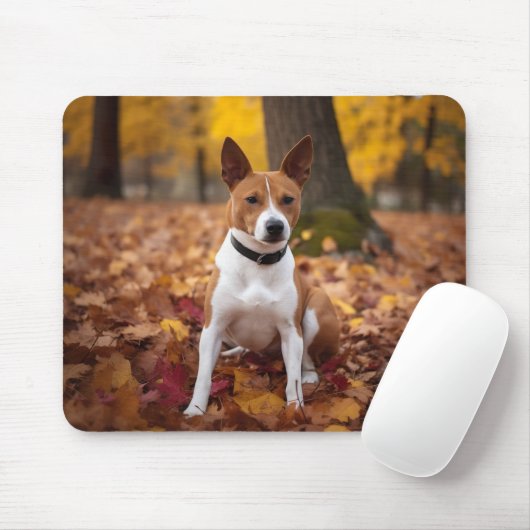 Basenji in Herfst laat Herfst inspireren Muismat (Met muis)