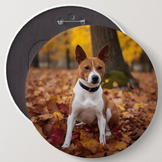 Basenji in Herfst laat Herfst inspireren Ronde Button 6,0 Cm (Voorkant /achterkant)