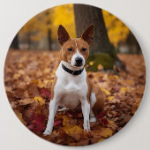 Basenji in Herfst laat Herfst inspireren Ronde Button 6,0 Cm (Voorkant)