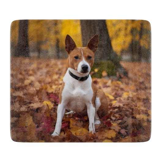 Basenji in Herfst laat Herfst inspireren Snijplank (Voorkant)