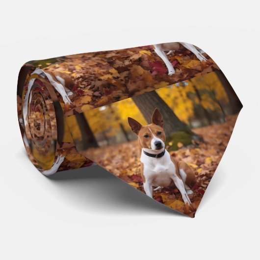 Basenji in Herfst laat Herfst inspireren Stropdas (Opgerold)