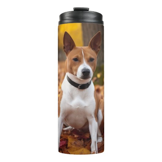 Basenji in Herfst laat Herfst inspireren Thermosbeker (Voorkant)