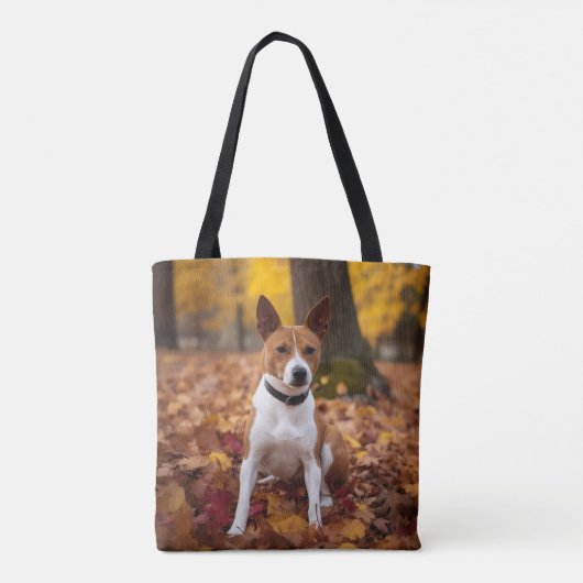 Basenji in Herfst laat Herfst inspireren Tote Bag (Achterkant)