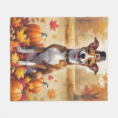 Basenji in herfstbladeren Thanksgiving kunst Fleece Deken (Voorkant (Horizontaal))