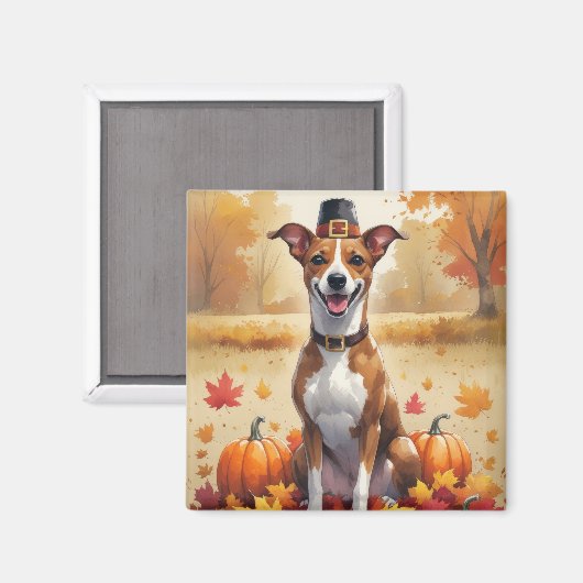 Basenji in herfstbladeren Thanksgiving kunst Magneet (Voorkant / Achterkant)