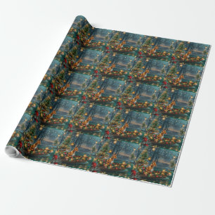 Basenji Kerst Feestelijke Reis Cadeaupapier