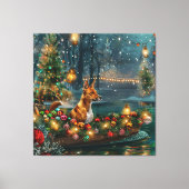 Basenji Kerst Feestelijke Reis Canvas Afdruk (Voorkant)