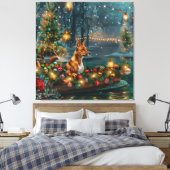 Basenji Kerst Feestelijke Reis Canvas Afdruk (Insitu (Slaapkamer))