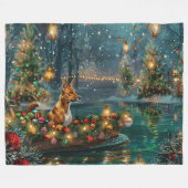 Basenji Kerst Feestelijke Reis Fleece Deken (Voorkant (Horizontaal))