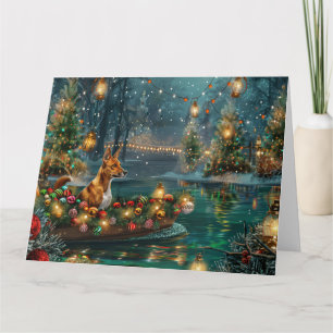 Basenji Kerst Feestelijke Reis Kaart