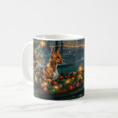 Basenji Kerst Feestelijke Reis Koffiemok (Voorkant links)