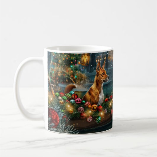 Basenji Kerst Feestelijke Reis Koffiemok (Links)