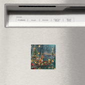 Basenji Kerst Feestelijke Reis Magneet (Insitu (Vaatwasser))