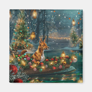 Basenji Kerst Feestelijke Reis Magneet