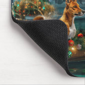Basenji Kerst Feestelijke Reis Muismat (Hoek)