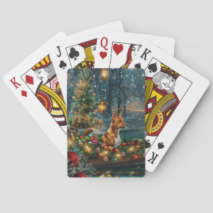 Basenji Kerst Feestelijke Reis Pokerkaarten
