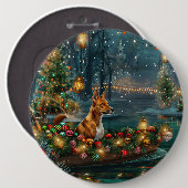 Basenji Kerst Feestelijke Reis Ronde Button 6,0 Cm (Voorkant /achterkant)
