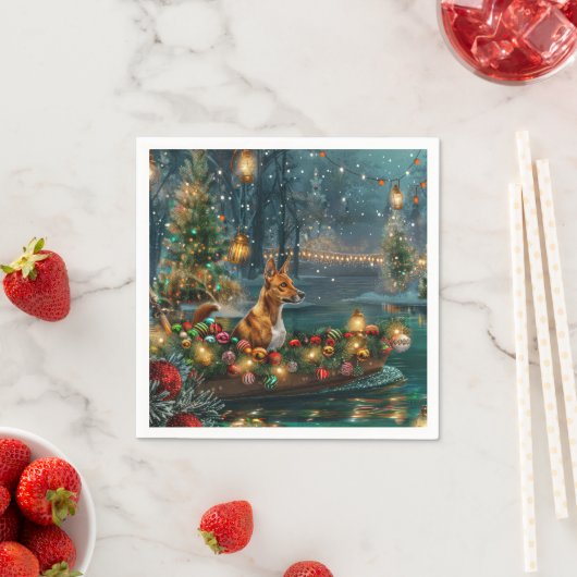 Basenji Kerst Feestelijke Reis Servet (Insitu)