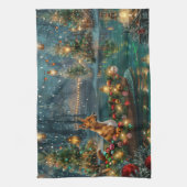 Basenji Kerst Feestelijke Reis Theedoek (Verticaal)