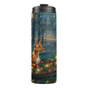 Basenji Kerst Feestelijke Reis Thermosbeker