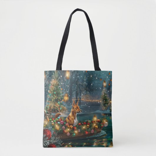 Basenji Kerst Feestelijke Reis Tote Bag (Voorkant)