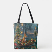 Basenji Kerst Feestelijke Reis Tote Bag (Achterkant)