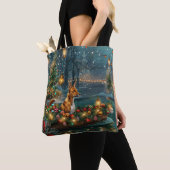 Basenji Kerst Feestelijke Reis Tote Bag (Dichtbij)