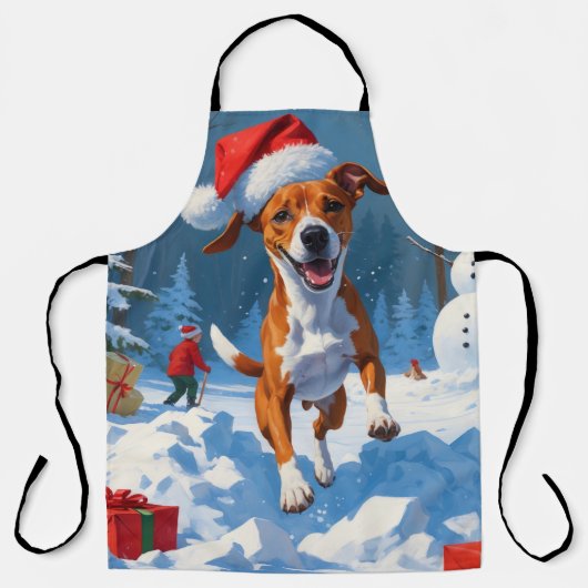 Basenji Kerst Sneeuwscène Schort (Voorkant)