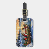 Basenji Kerstboot Vakantie Bagagelabel (Voorkant verticaal)