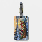 Basenji Kerstboot Vakantie Bagagelabel (Achterkant verticaal)