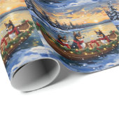 Basenji Kerstboot Vakantie Cadeaupapier (Rol Hoek)