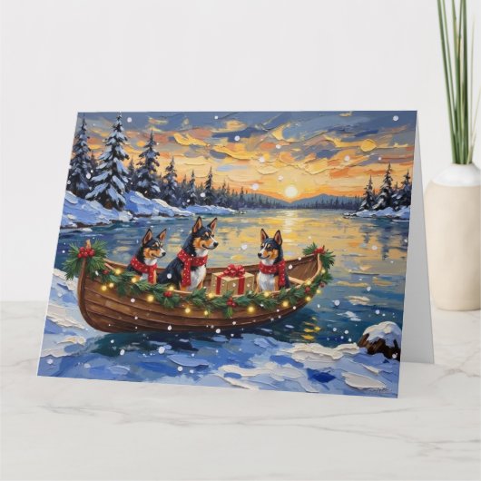 Basenji Kerstboot Vakantie Kaart (Voorkant)