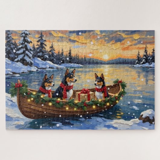 Basenji Kerstboot Vakantie Legpuzzel (Horizontaal)