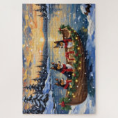 Basenji Kerstboot Vakantie Legpuzzel (Verticaal)