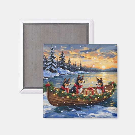 Basenji Kerstboot Vakantie Magneet (Voorkant / Achterkant)