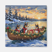Basenji Kerstboot Vakantie Magneet (Voorkant)