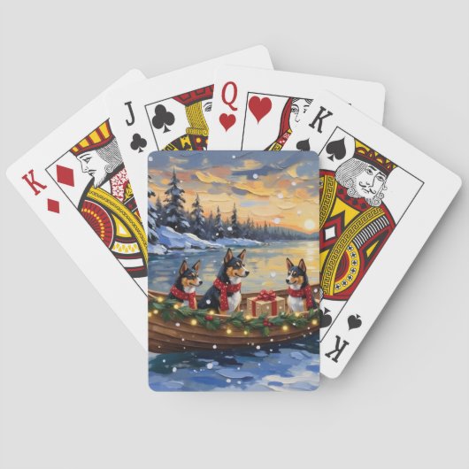 Basenji Kerstboot Vakantie Pokerkaarten (Achterkant)