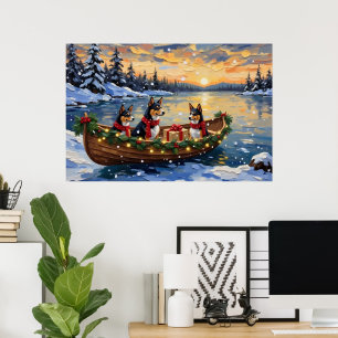 Basenji Kerstboot Vakantie Poster