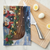 Basenji Kerstboot Vakantie Theedoek (Quarter Fold)