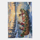 Basenji Kerstboot Vakantie Theedoek (Verticaal)